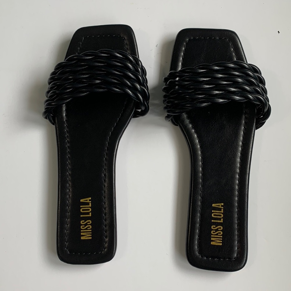 BRAND NEW! Black slide sandals